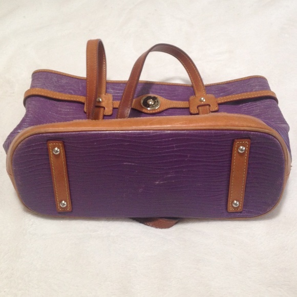 Dooney & Bourke Purple and Light Brown Shoulder Tote Bag - Picture 15 of 16